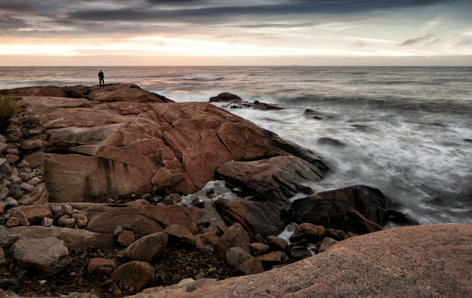 Rhode Island south coast rock formation by the sea