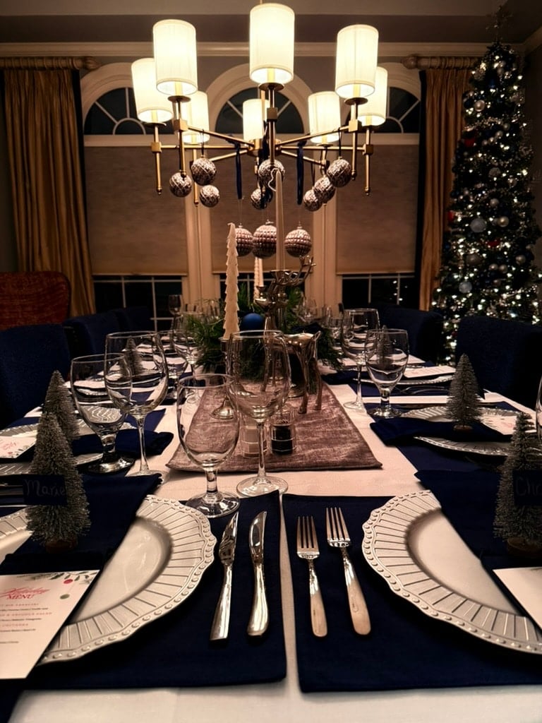 Christmas Eve dinner table set for the family