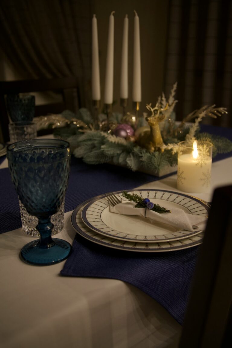Hanukkah candle holder with lit pillar candle